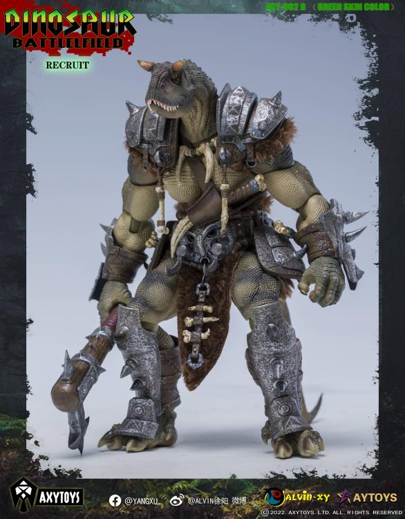Dinosaur Battlefield Carnotaurus Warrior Recruit - Green - 1/12 Scale Figure