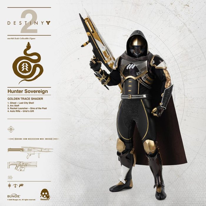 DESTINY 2 HUNTER SOVEREIGN GOLDEN TRACE SHADER 1/6 FIGURE