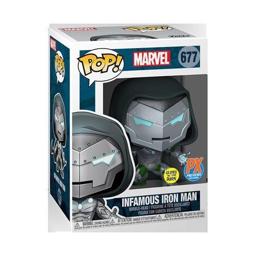 FUNKO POP! 677 - MARVEL INFAMOUS IRON MAN POP! VINYL FIGURE - HCF 2020 - GLOW IN THE DARK ( crushed box )