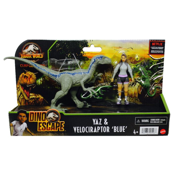 Jurassic World Camp Cretaceous Dino Scape Human Pack Yaz & Velociraptor Blue