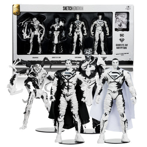 Superman Comics Sketch Edition (Page Punchers: Ghost of Krypton) 7 4-Pack Gold Label Figure