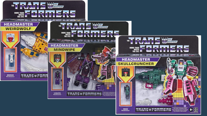 Transformers 2021 Modern Figure in Retro Packaging Decepticon Headmaster SET of 3